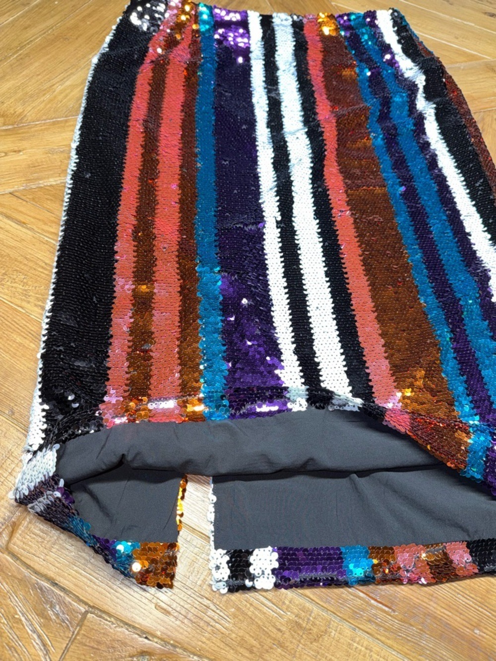 Gracia Multi-Color Sequin Striped Pencil Skirt - Vibrant Glam - Size Large - Picture 15 of 15